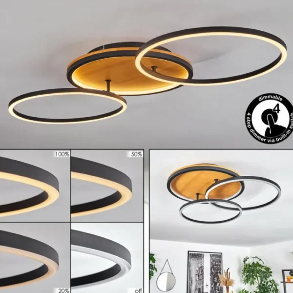 hofstein Plafonnier Cardozo LED Écru, Noir, 1 lumière* Lampes Modernes
