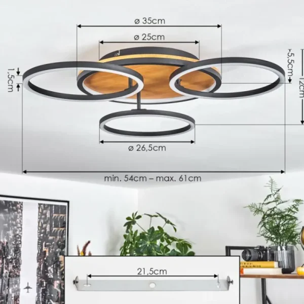 hofstein Plafonnier Cardozo LED Écru, Noir, 1 lumière* Lampes Modernes