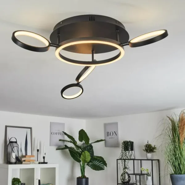 hofstein Plafonnier Carrisito LED Noir, 1 lumière* Lampes Modernes