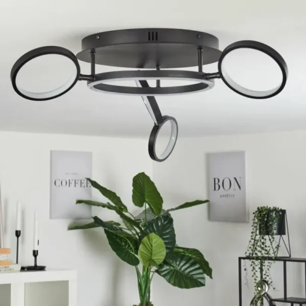 hofstein Plafonnier Carrisito LED Noir, 1 lumière* Lampes Modernes