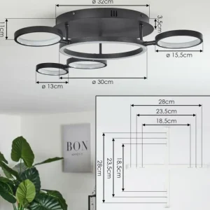 hofstein Plafonnier Carrisito LED Noir, 1 lumière* Lampes Modernes