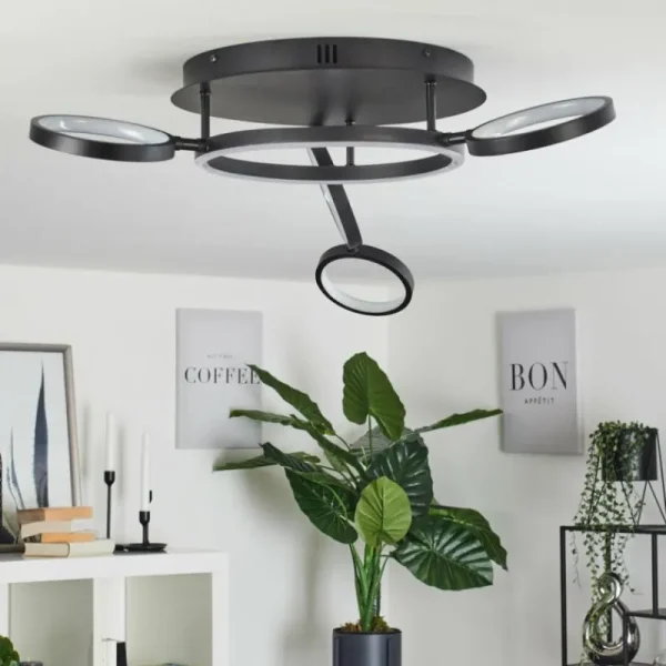 hofstein Plafonnier Carrisito LED Noir, 1 lumière* Lampes Modernes