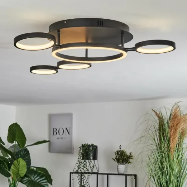 hofstein Plafonnier Carrisito LED Noir, 1 lumière* Lampes Modernes