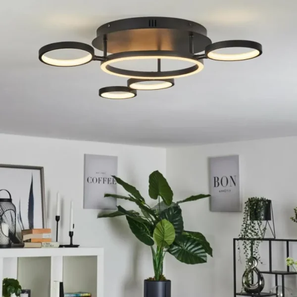 hofstein Plafonnier Carrisito LED Noir, 1 lumière* Lampes Modernes