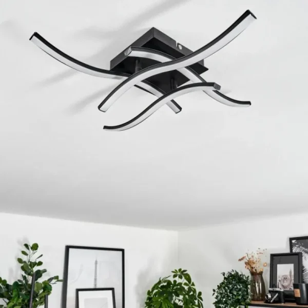 hofstein Plafonnier Casais LED Noir, 4 lumières* Lampes Modernes