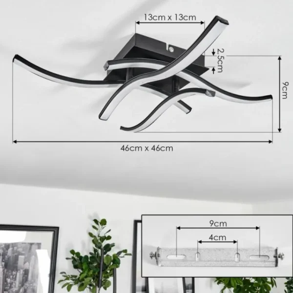 hofstein Plafonnier Casais LED Noir, 4 lumières* Lampes Modernes