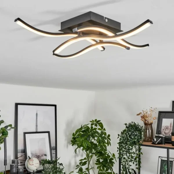 hofstein Plafonnier Casais LED Noir, 4 lumières* Lampes Modernes