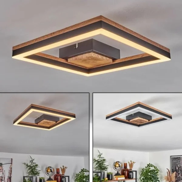 hofstein Plafonnier Cascada LED Brun, Couleur bois, Noir, 1 lumière* Lampes Modernes