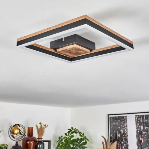 hofstein Plafonnier Cascada LED Brun, Couleur bois, Noir, 1 lumière* Lampes Modernes