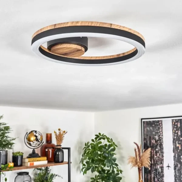 hofstein Plafonnier Cascada LED Brun, Couleur bois, Noir, 1 lumière* Lampes Modernes