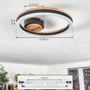 hofstein Plafonnier Cascada LED Brun, Couleur bois, Noir, 1 lumière* Lampes Modernes