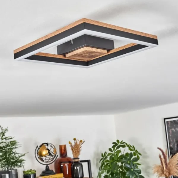 hofstein Plafonnier Cascada LED Brun, Couleur bois, Noir, 1 lumière* Lampes Modernes