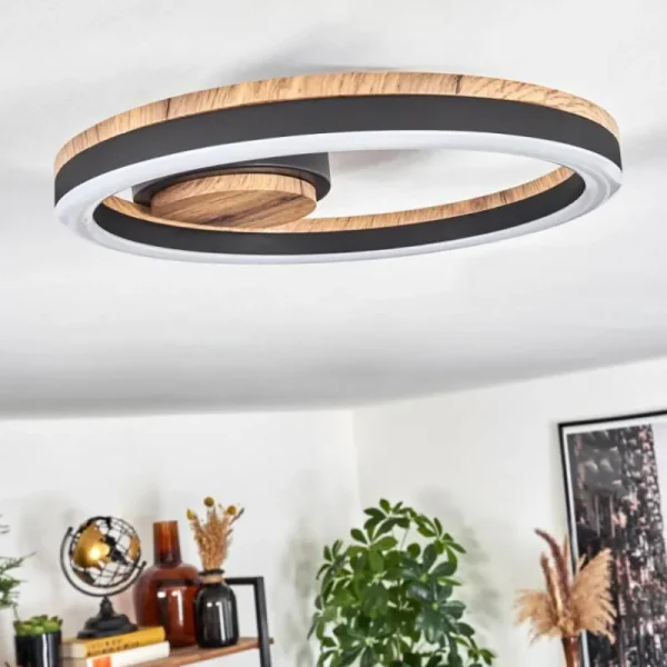 hofstein Plafonnier Cascada LED Brun, Couleur bois, Noir, 1 lumière* Lampes Modernes