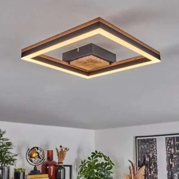 hofstein Plafonnier Cascada LED Brun, Couleur bois, Noir, 1 lumière* Lampes Modernes