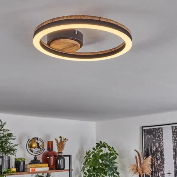 hofstein Plafonnier Cascada LED Brun, Couleur bois, Noir, 1 lumière* Lampes Modernes
