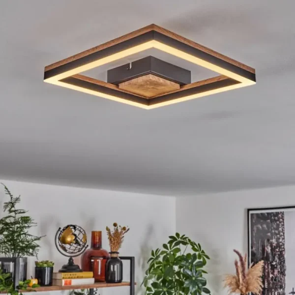 hofstein Plafonnier Cascada LED Brun, Couleur bois, Noir, 1 lumière* Lampes Modernes
