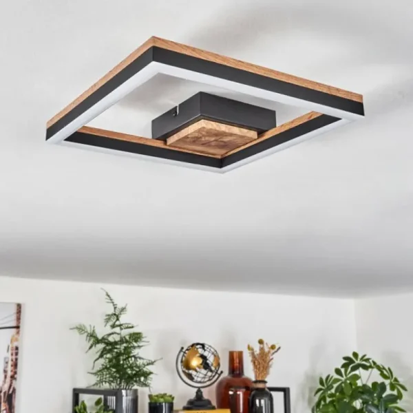 hofstein Plafonnier Cascada LED Brun, Couleur bois, Noir, 1 lumière* Lampes Modernes