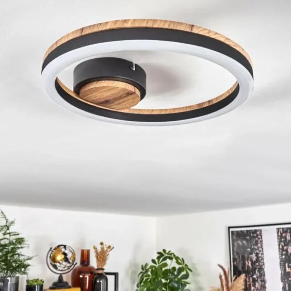 hofstein Plafonnier Cascada LED Brun, Couleur bois, Noir, 1 lumière* Lampes Modernes