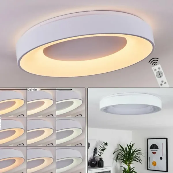 hofstein Plafonnier Casina LED Blanc, 1 lumière, Télécommandes* Lampes Modernes