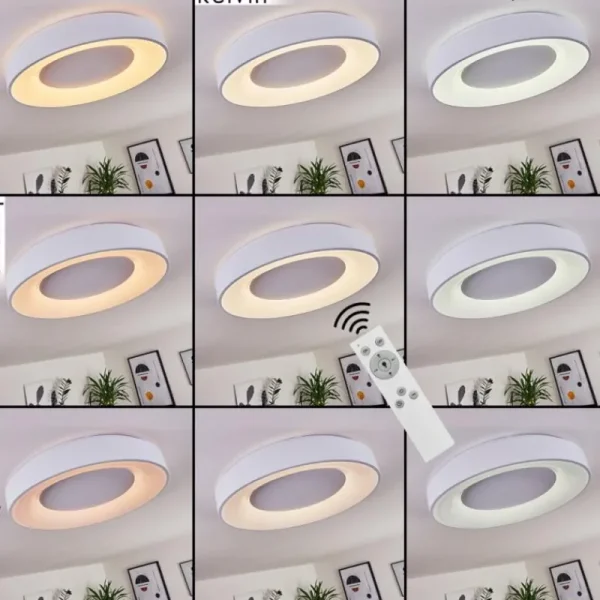 hofstein Plafonnier Casina LED Blanc, 1 lumière, Télécommandes* Lampes Modernes