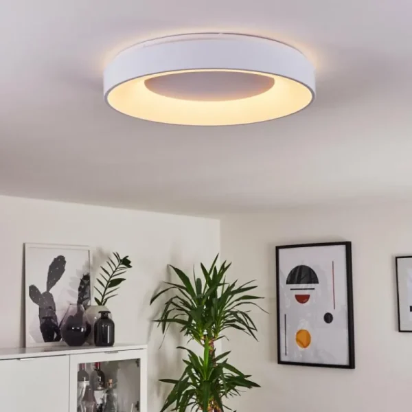 hofstein Plafonnier Casina LED Blanc, 1 lumière, Télécommandes* Lampes Modernes