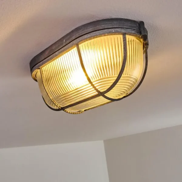 hofstein Plafonnier Catawba Gris, 1 lumière* Lampes En Verre