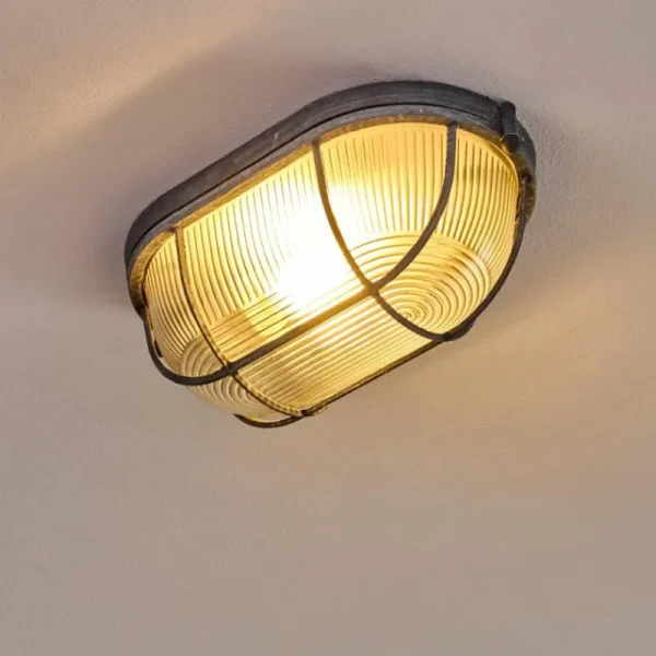 hofstein Plafonnier Catawba Gris, 1 lumière* Lampes En Verre