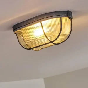 hofstein Plafonnier Catawba Gris, 1 lumière* Lampes En Verre