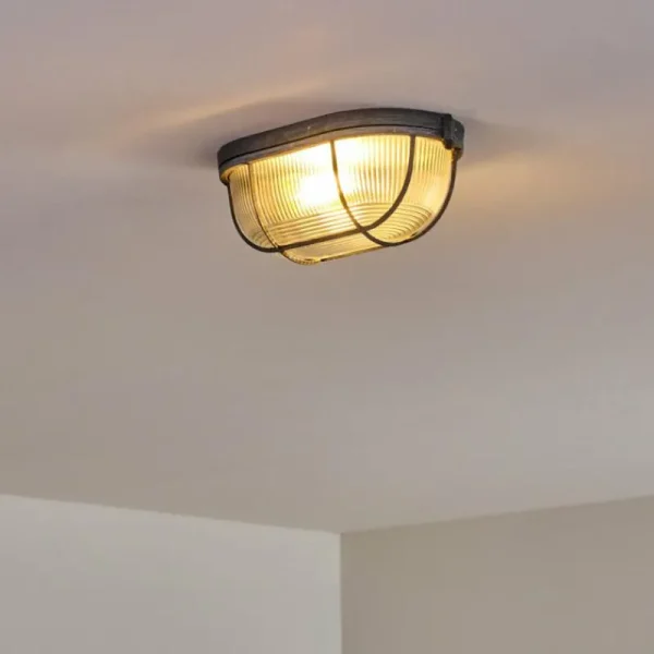 hofstein Plafonnier Catawba Gris, 1 lumière* Lampes En Verre