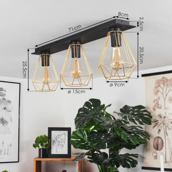 hofstein Plafonnier Cenova Noir, 3 lumières* Lampes Modernes