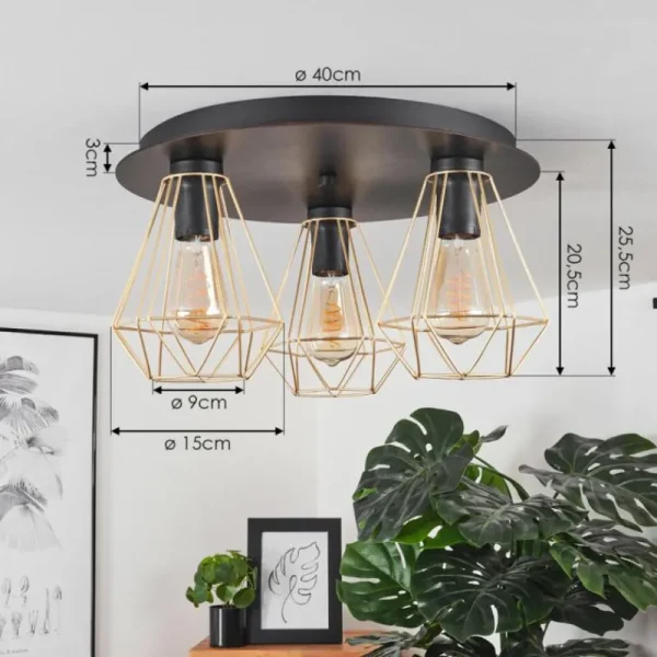 hofstein Plafonnier Cenova Noir, 3 lumières* Lampes Modernes