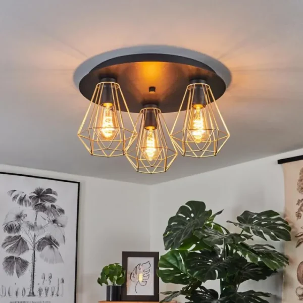 hofstein Plafonnier Cenova Noir, 3 lumières* Lampes Modernes