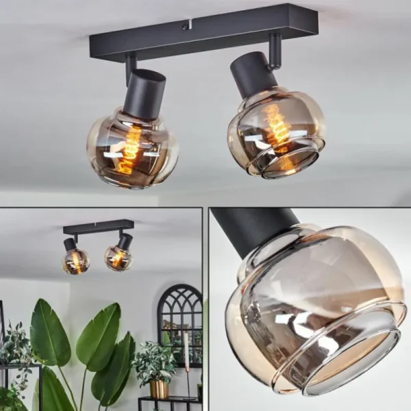 hofstein Plafonnier Cevio Noir, 2 lumières* Lampes Modernes