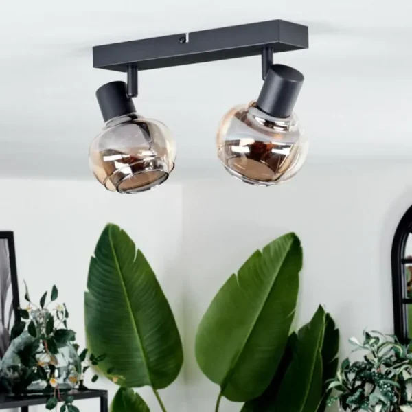 hofstein Plafonnier Cevio Noir, 2 lumières* Lampes Modernes