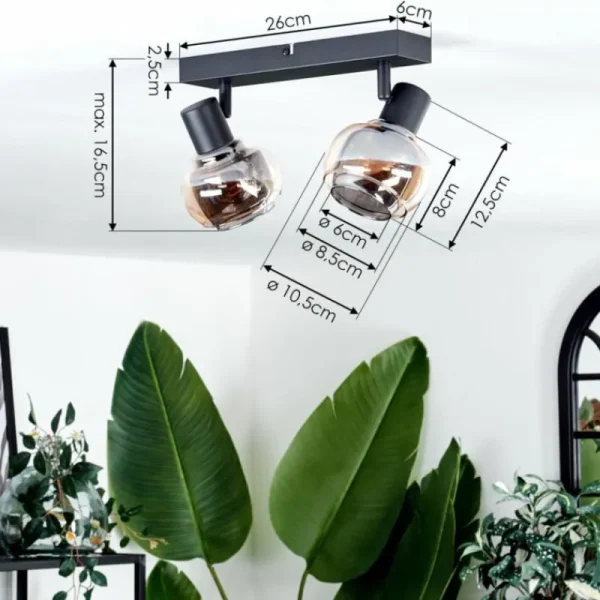 hofstein Plafonnier Cevio Noir, 2 lumières* Lampes Modernes