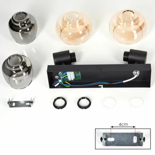hofstein Plafonnier Cevio Noir, 2 lumières* Lampes Modernes