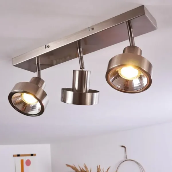 hofstein Plafonnier Chagres Nickel mat, 3 lumières* Lampes En Verre