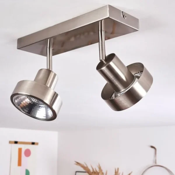 hofstein Plafonnier Chagres Nickel mat, 2 lumières* Lampes En Verre