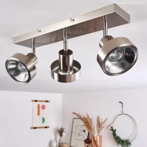 hofstein Plafonnier Chagres Nickel mat, 3 lumières* Lampes En Verre