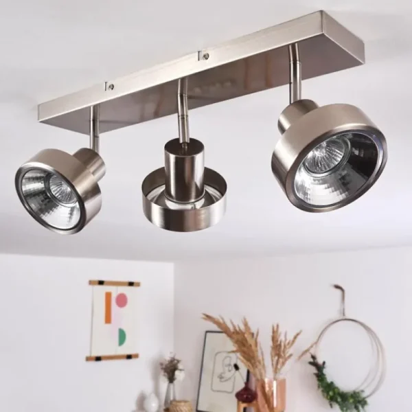 hofstein Plafonnier Chagres Nickel mat, 3 lumières* Lampes En Verre