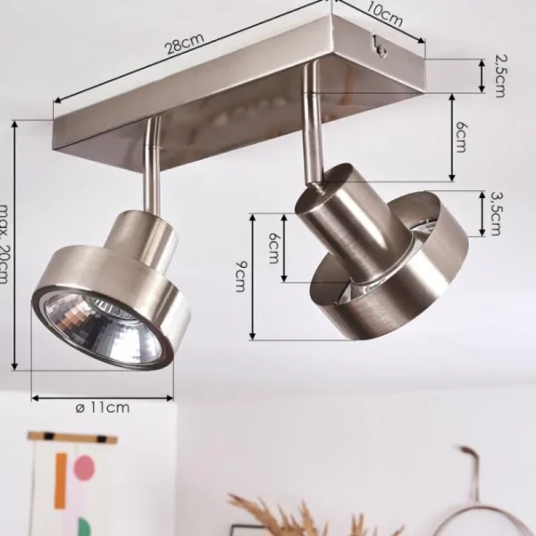 hofstein Plafonnier Chagres Nickel mat, 2 lumières* Lampes En Verre
