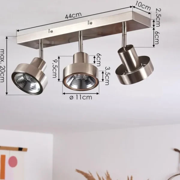 hofstein Plafonnier Chagres Nickel mat, 3 lumières* Lampes En Verre