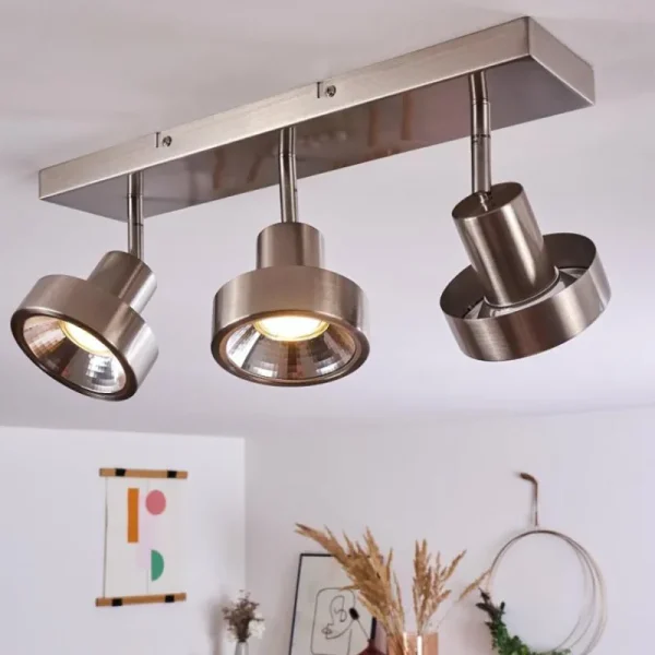 hofstein Plafonnier Chagres Nickel mat, 3 lumières* Lampes En Verre