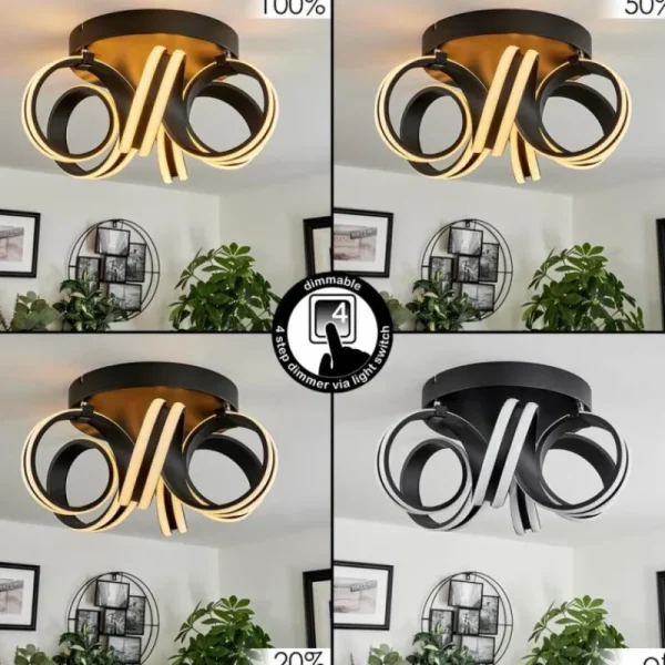 hofstein Plafonnier Chapotia LED Noir, 1 lumière* Lampes Modernes