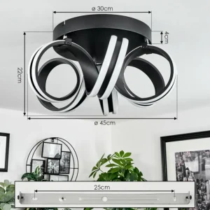 hofstein Plafonnier Chapotia LED Noir, 1 lumière* Lampes Modernes