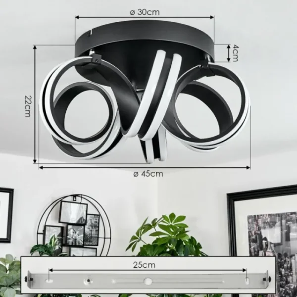 hofstein Plafonnier Chapotia LED Noir, 1 lumière* Lampes Modernes