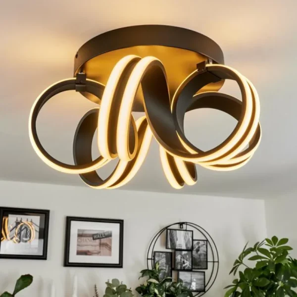 hofstein Plafonnier Chapotia LED Noir, 1 lumière* Lampes Modernes