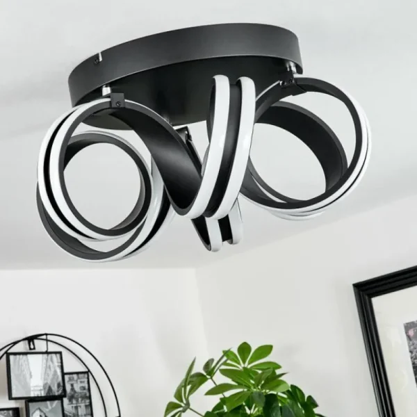 hofstein Plafonnier Chapotia LED Noir, 1 lumière* Lampes Modernes