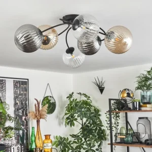 hofstein Plafonnier Chehalis Ambre, Clair, Fumé, 6 lumières* Lampes Modernes