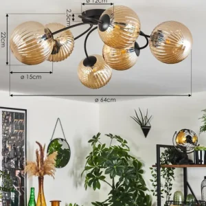 hofstein Plafonnier Chehalis Ambre, 6 lumières* Lampes En Verre